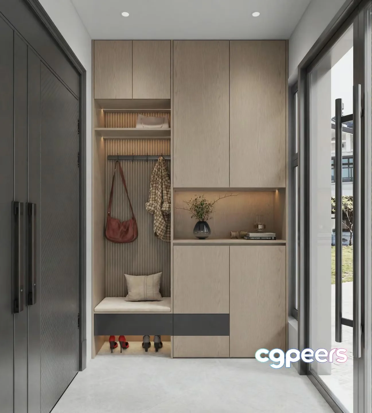 Modern Entryway With Built-In Storage 3D Model – 16831 – VRAY Render