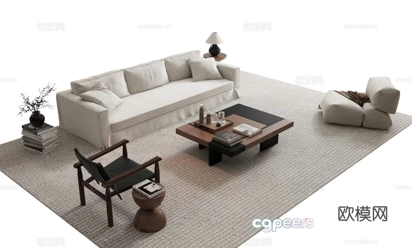 Modern Italian sofa coffee table 3d model