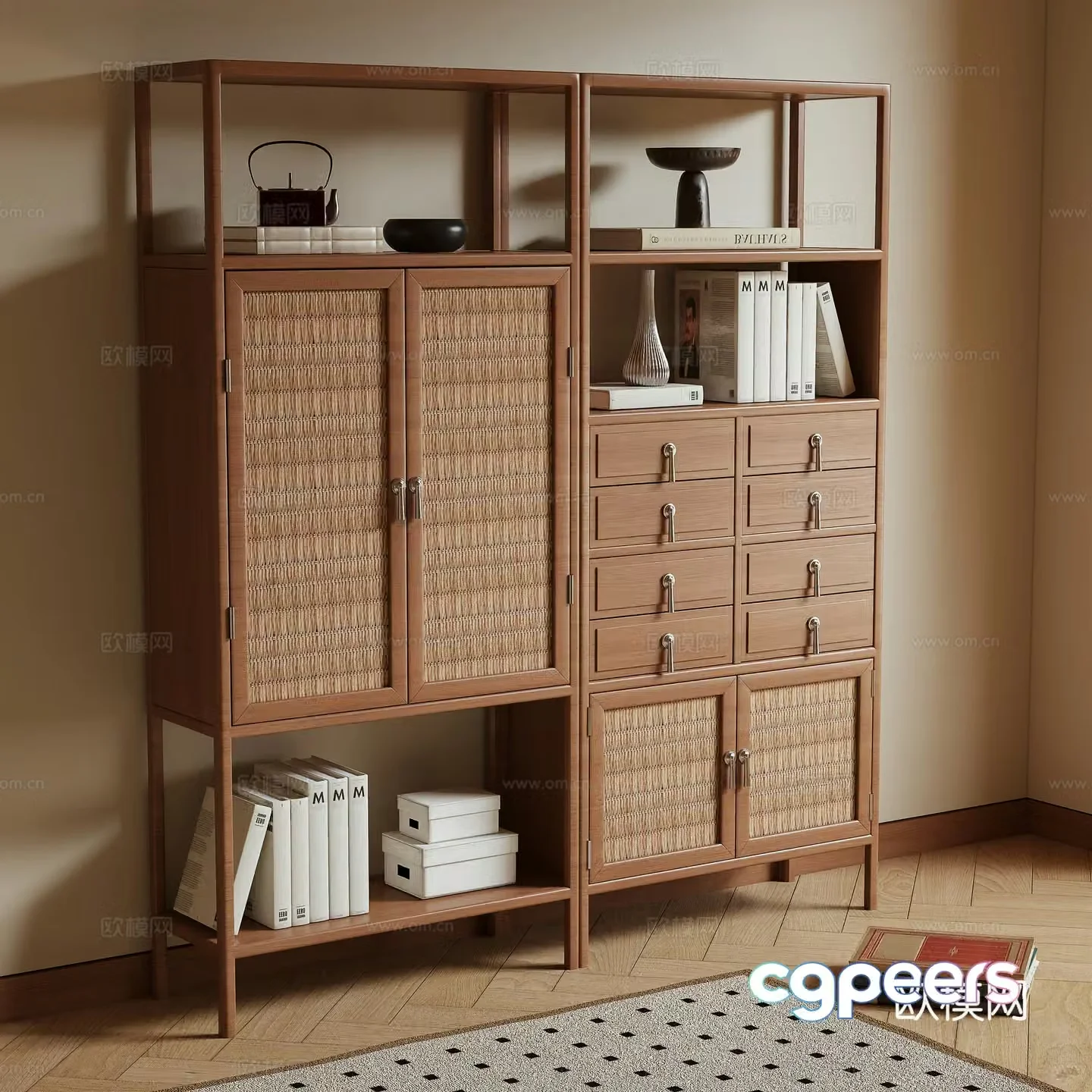 New Chinese style bookcase storage cabinet locker 3d model