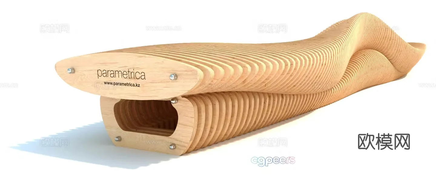 Modern wooden creative seats Park chair Beach chair Outdoor chair Public bench 3d model