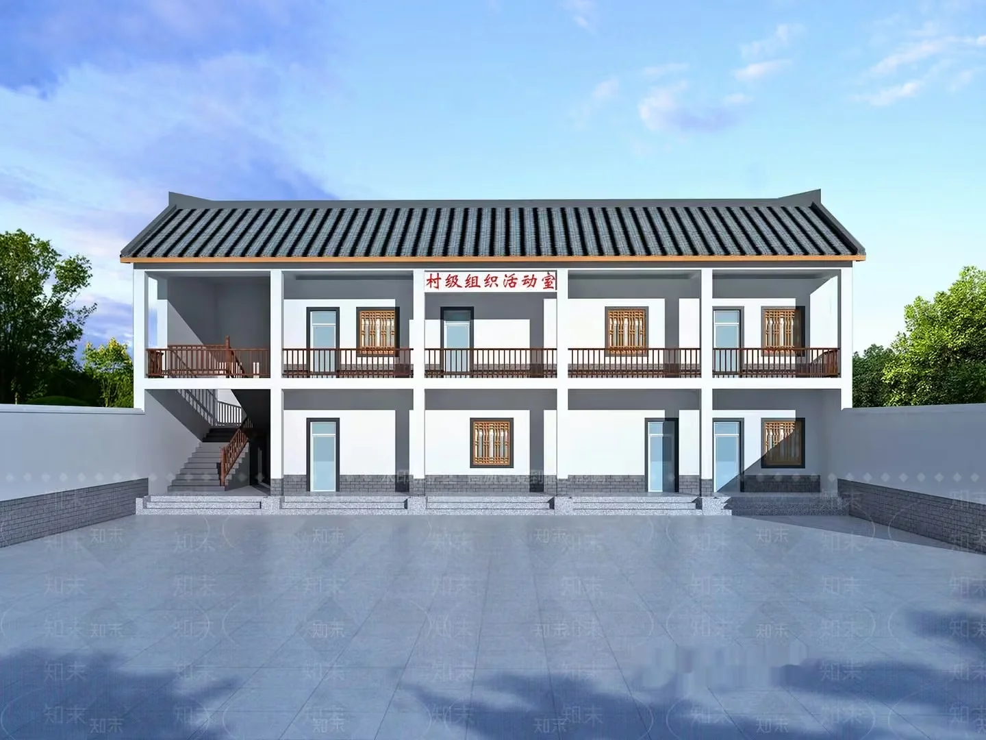 A Building With A Tiled Roof 3D Model – 17151 – VRAY Render