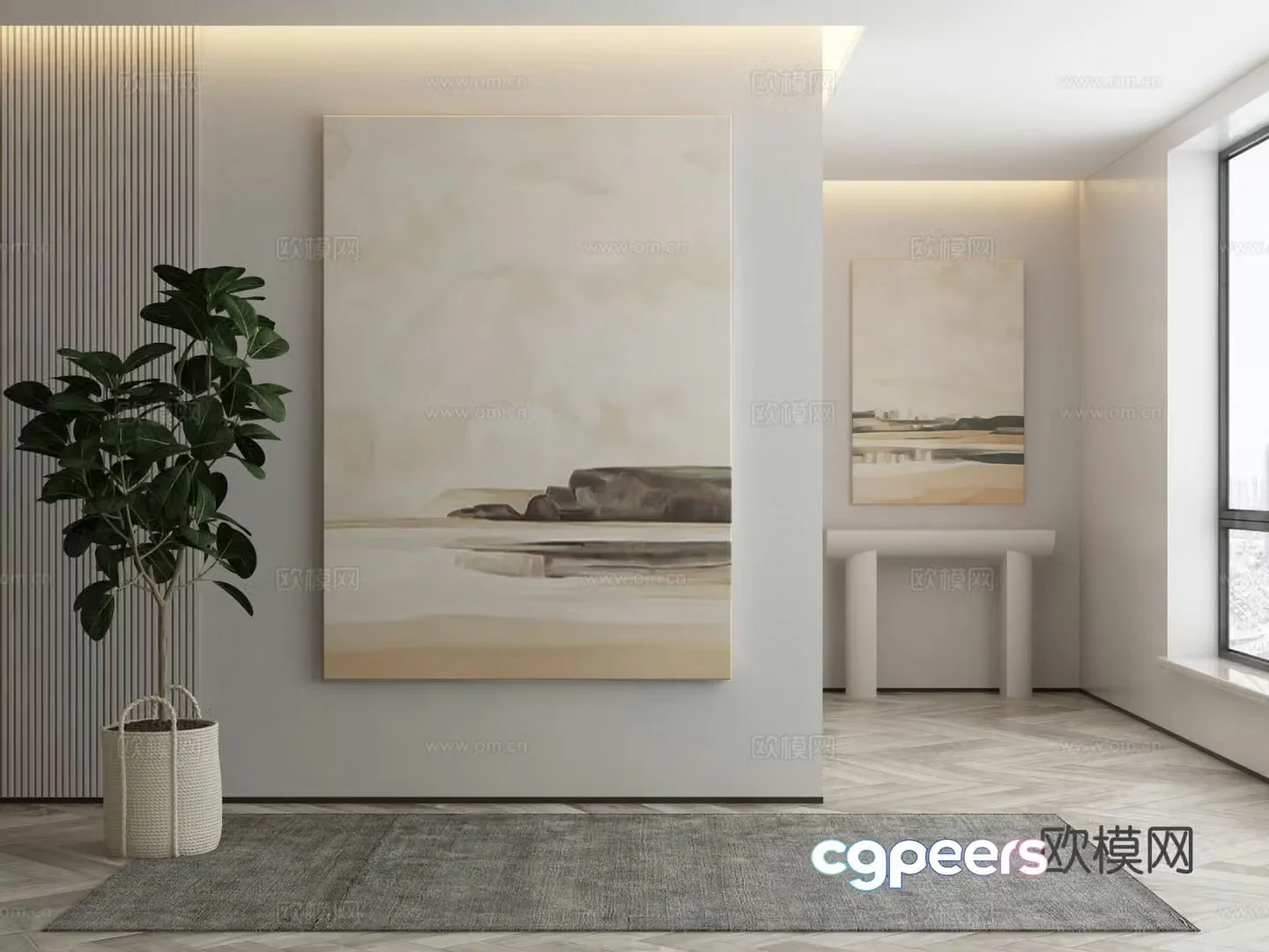 Modern decorative painting landscape hanging painting 3d model