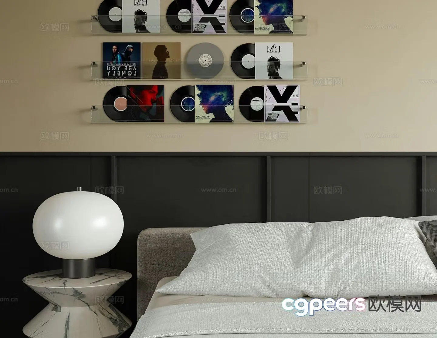 Modern record wall photo wall decorative painting 3d model