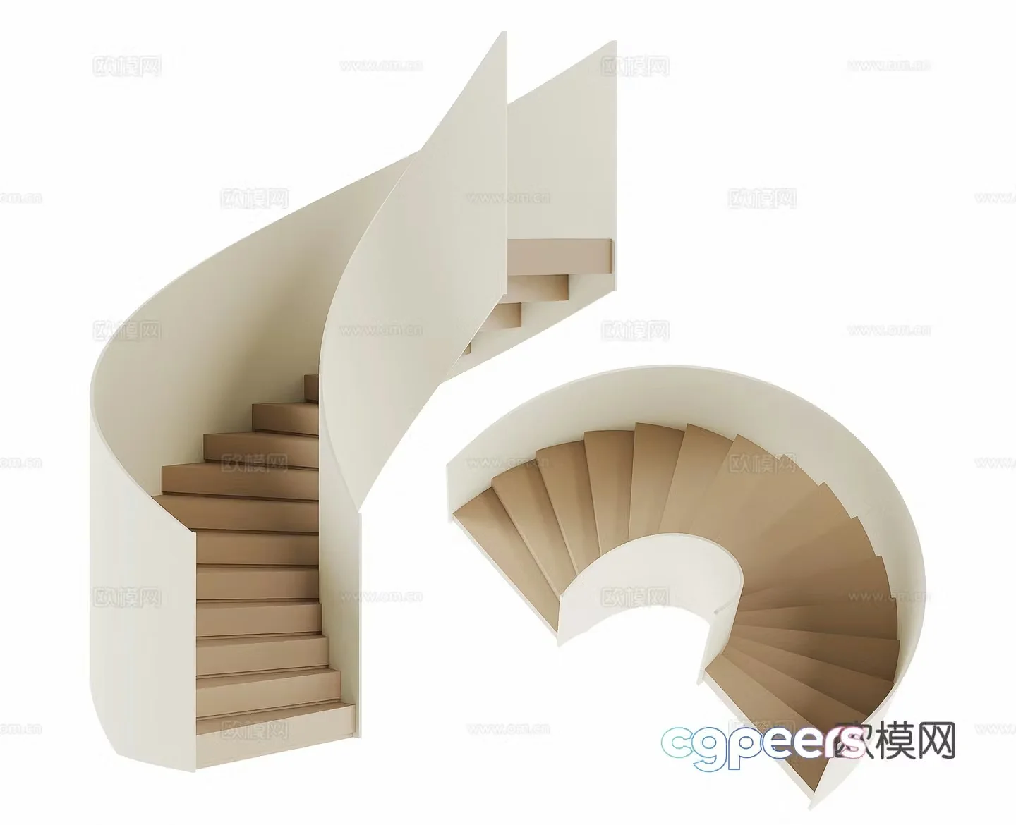 Modern home staircase 3d model