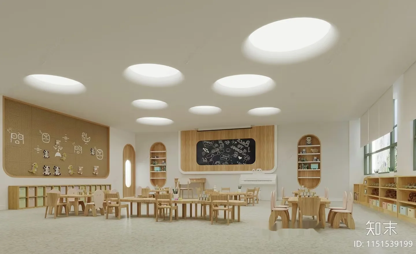 Light Wood Classroom 3D Model – 22384 – VRAY Render