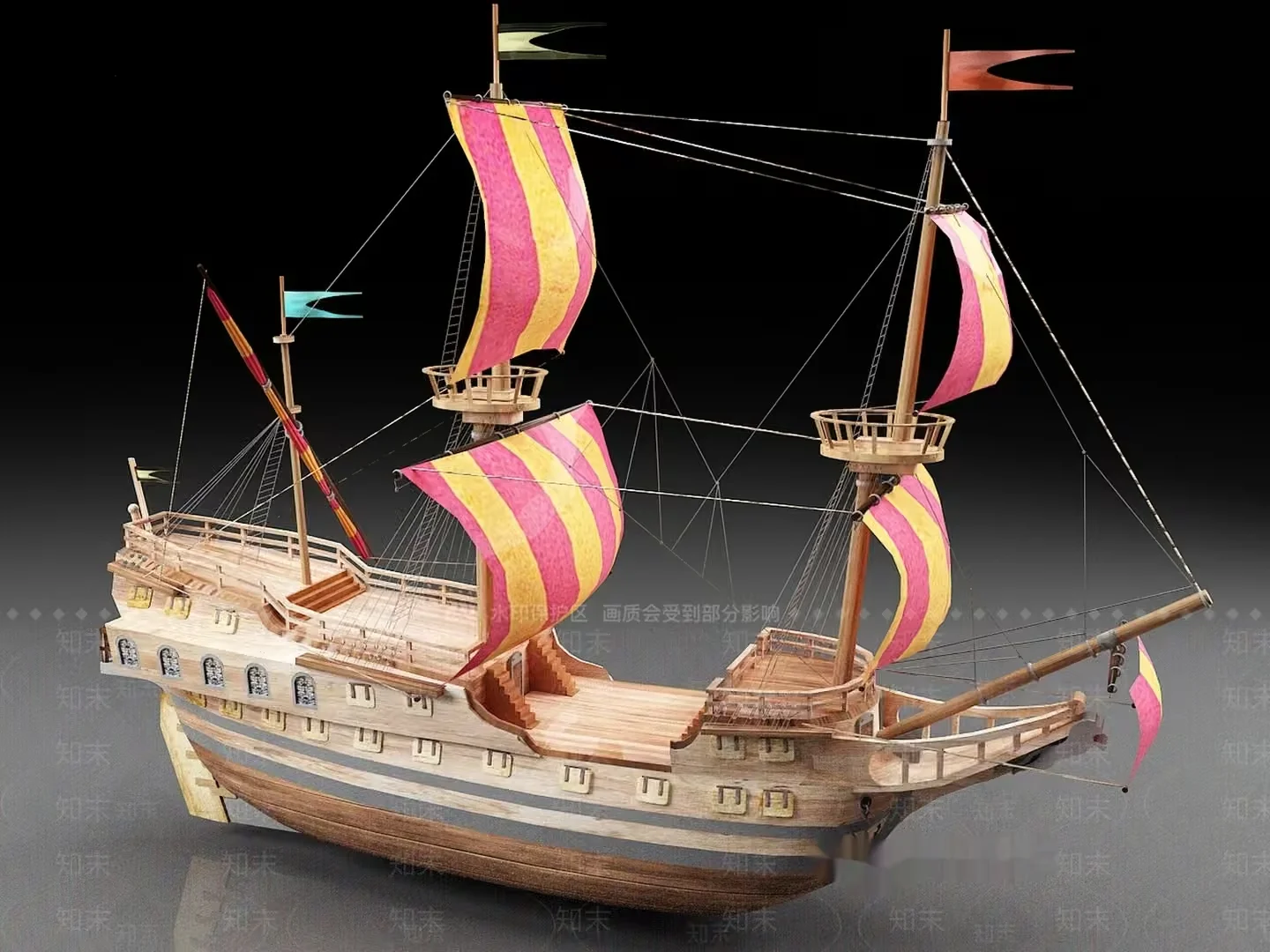 A Wooden Ship 3D Model – 2912 – VRAY Render