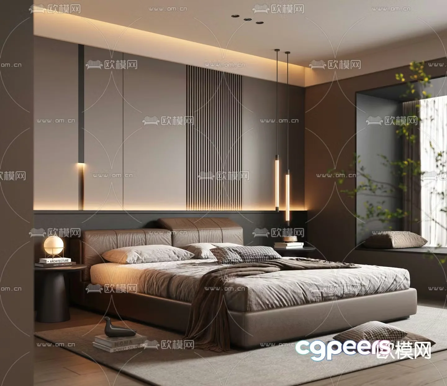 Light luxury bedroom master room 3d model