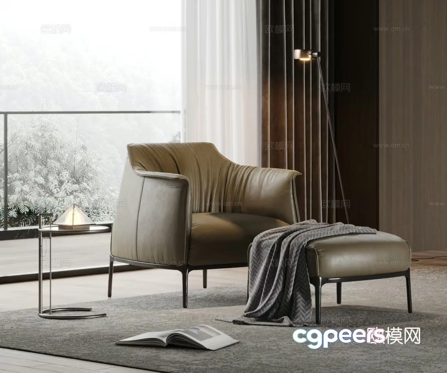 poltrona frau modern Italian casual chair sofa chair single person 3d model