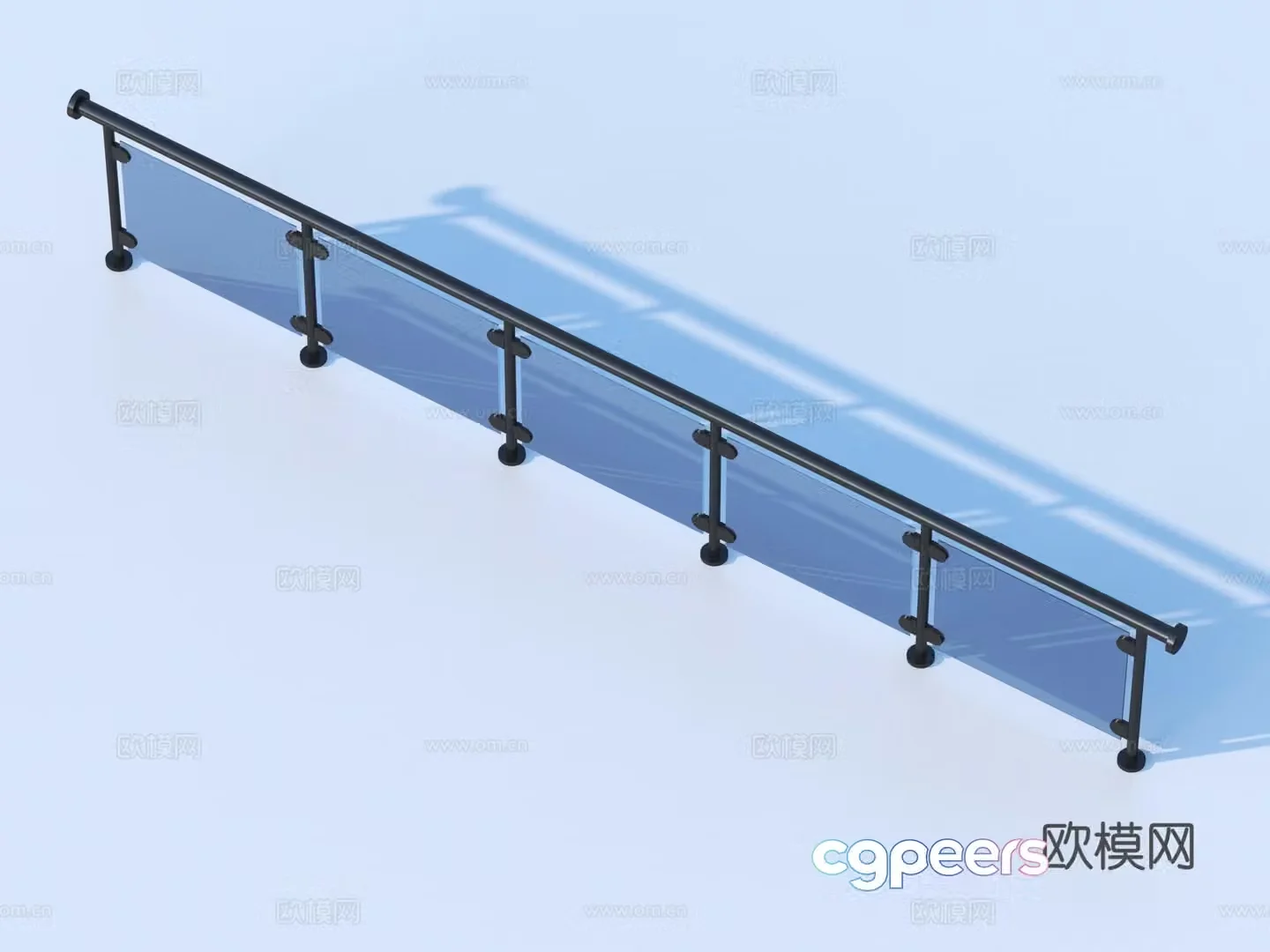 Glass Rail Handrail Fence Guardrail Railing 3d Model