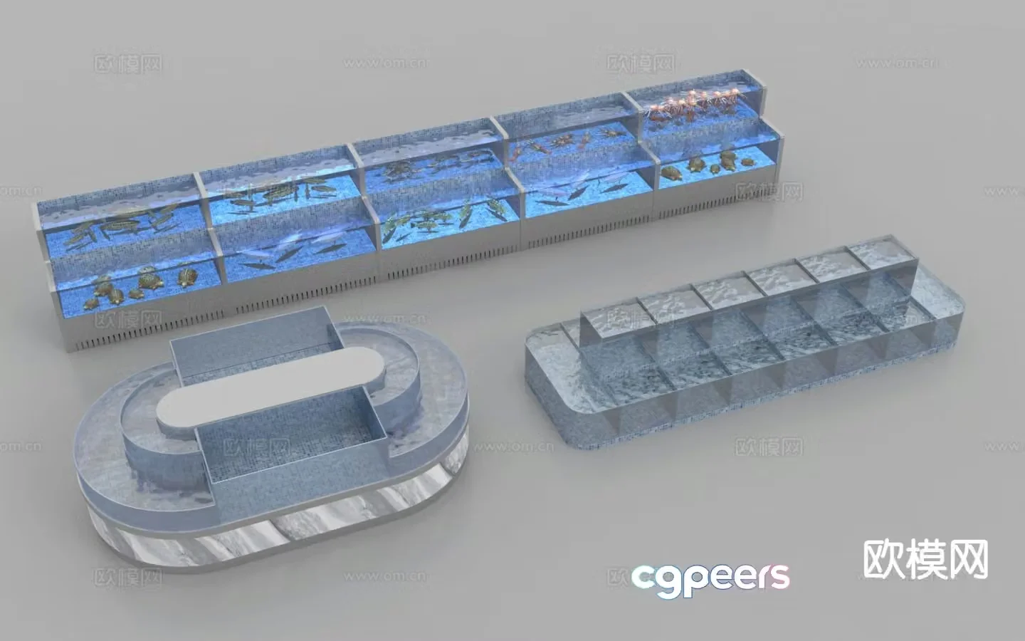 Supermarket aquatic product area seafood pool fish tank 3D model