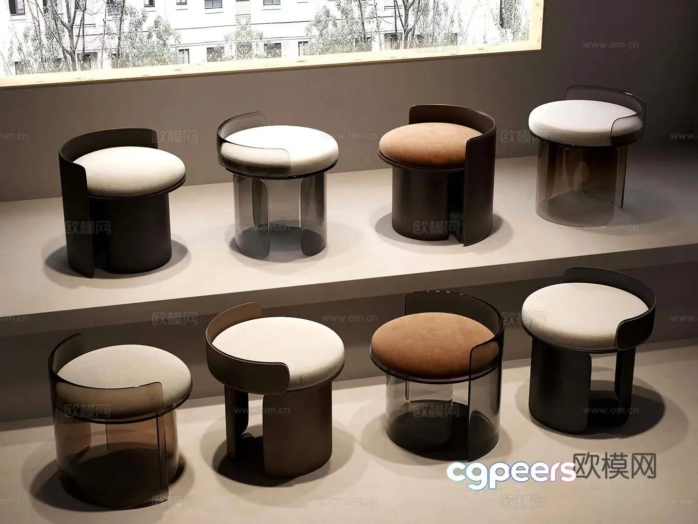 30 modern stool sofa stool round stool low stool 3d model