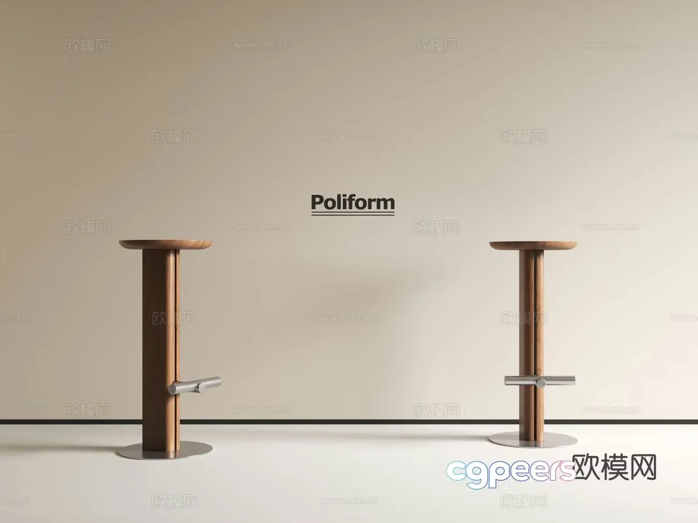 Medieval style bar chair bar stool high stool 3D model