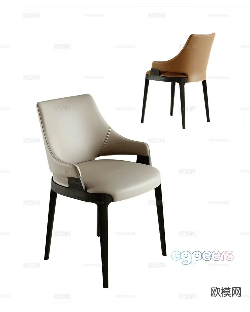 Modern single chair chair dining chair 3d model