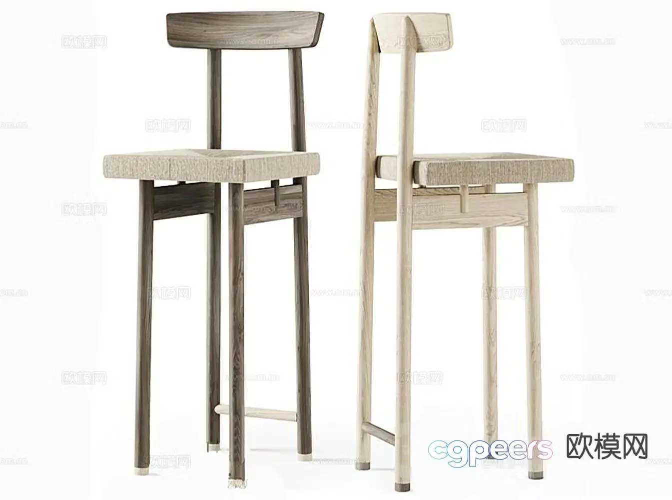 Log style bar chair bar stool bar chair 3d model