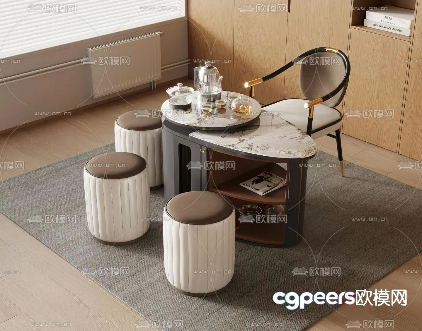 Light luxury tea table tea table 3d model