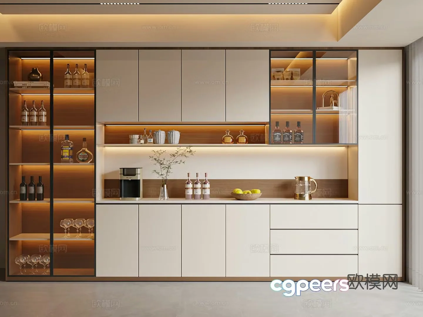 Modern medieval style wine cabinet sideboard 3D model