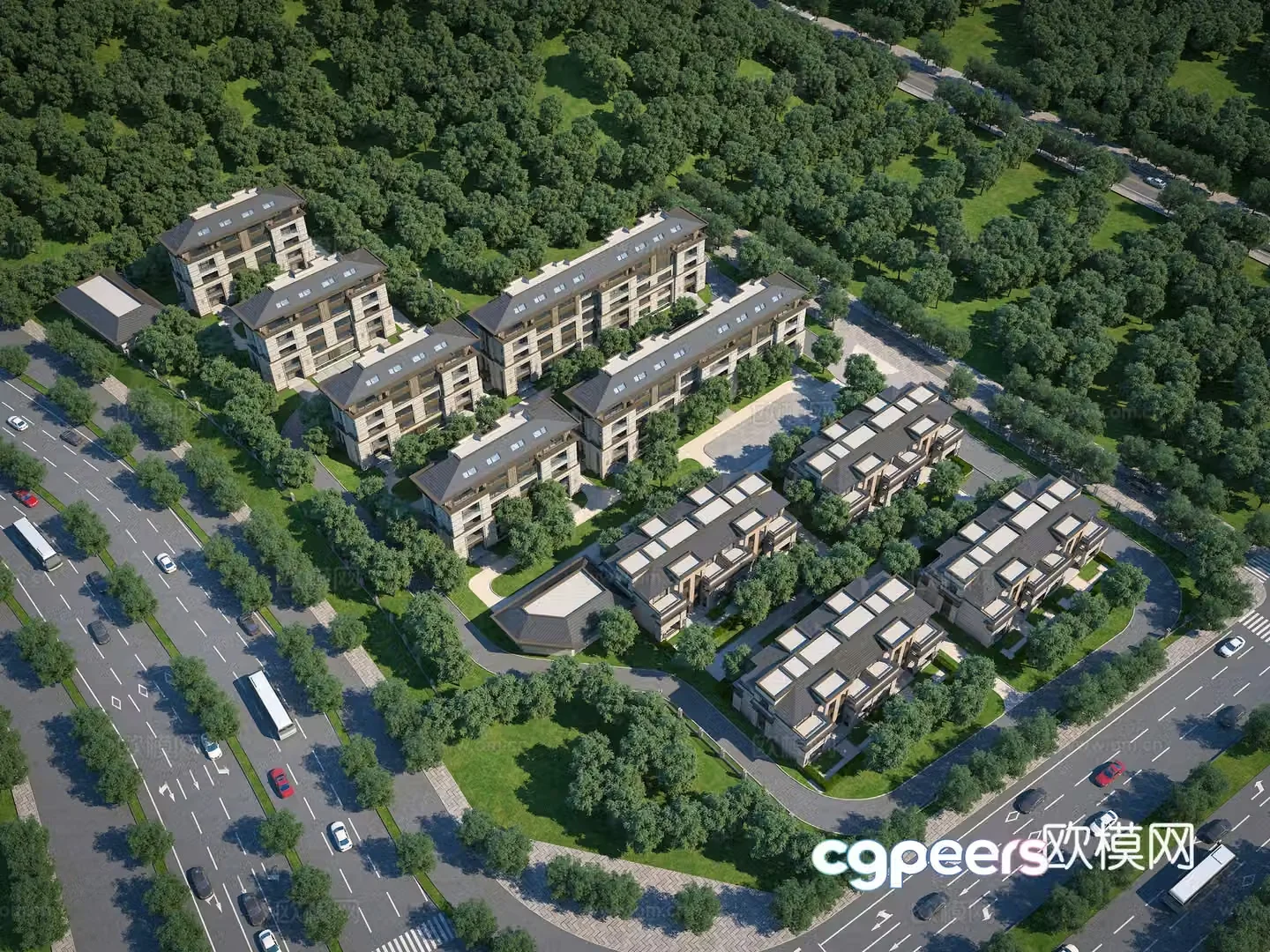 Modern villa modern new Chinese style resettlement house new Chinese style villa 3D model