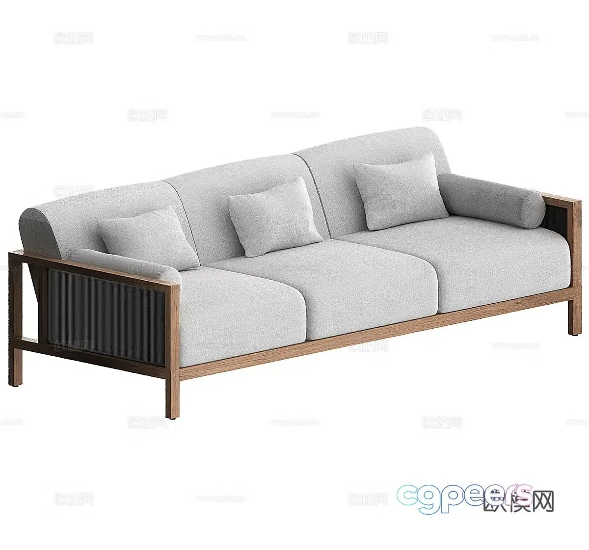 Simple three-person sofa fabric three-person sofa courtyard sofa casual sofa outdoor sofa 3D model
