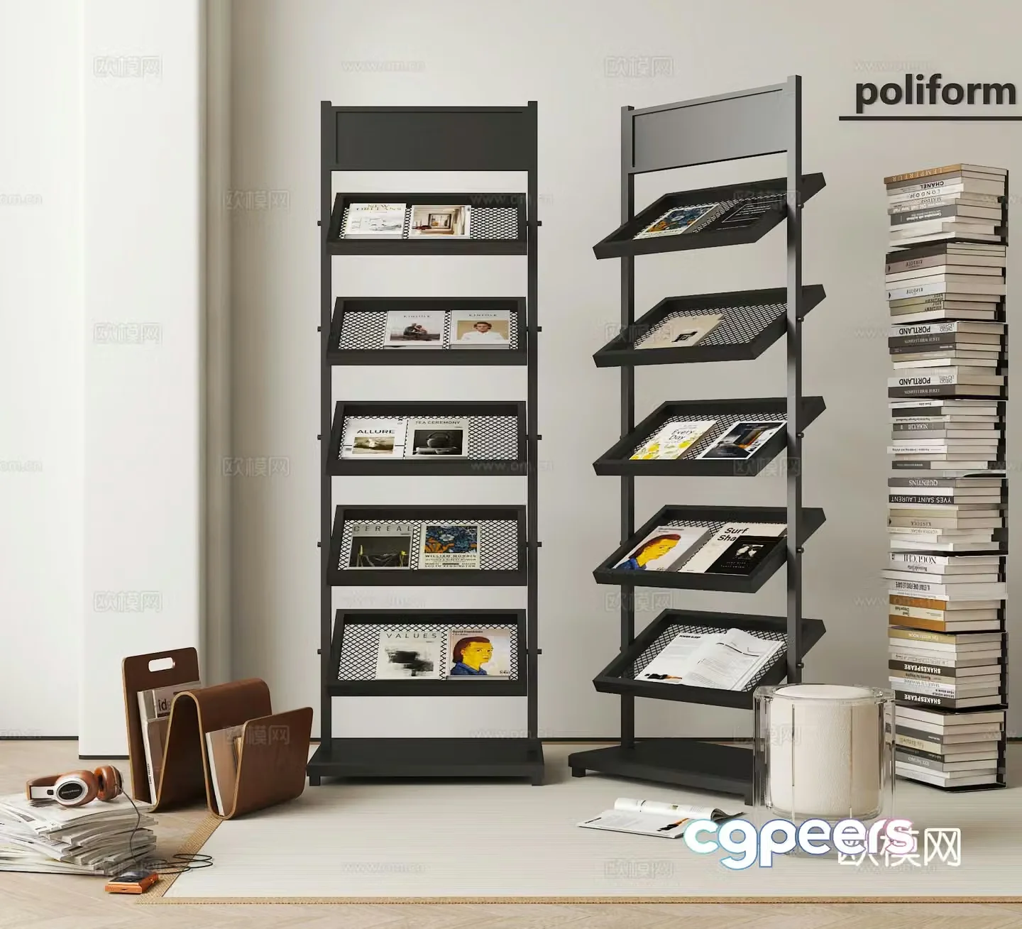 Modern bookshelf display rack 3d model