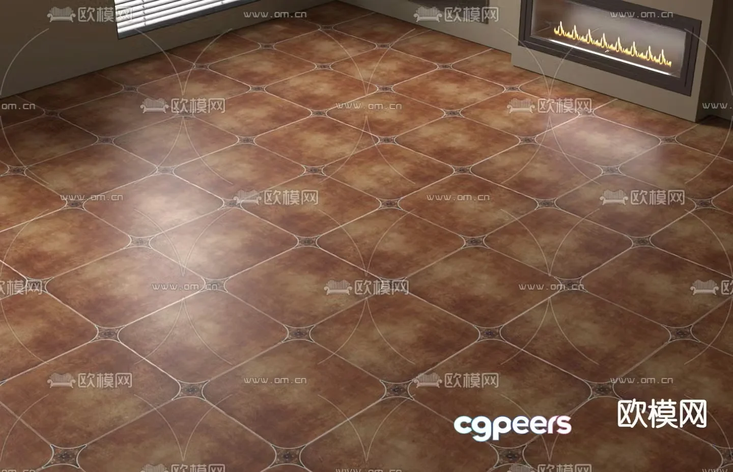 American retro floor tiles Antique tiles Matte tiles 3d model