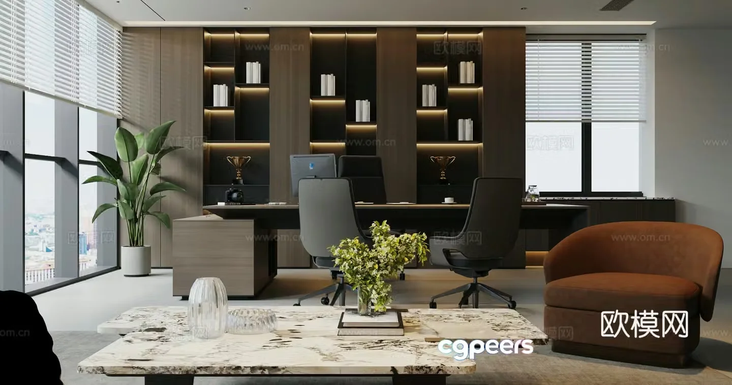 Modern office Chairman’s office Manager’s office Office desk chair combination Office computer 3d model