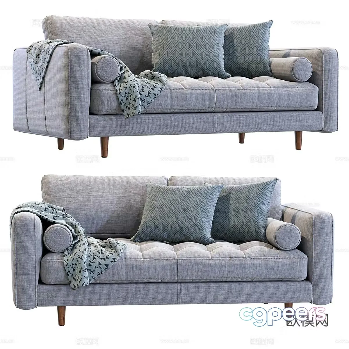 3d model of double sofa