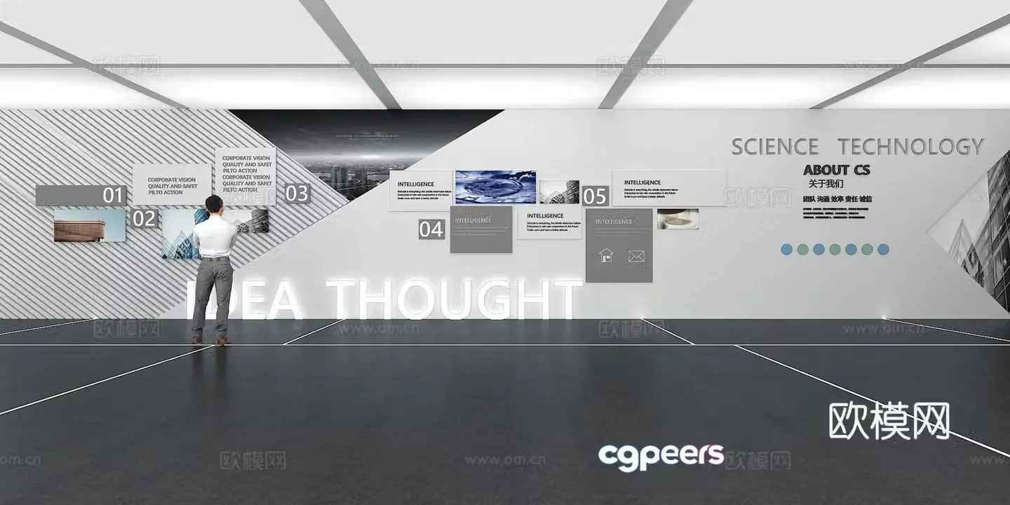 Cultural wall Corporate culture wall Display wall Classroom Exhibition hall Campus culture Corridor 3D model