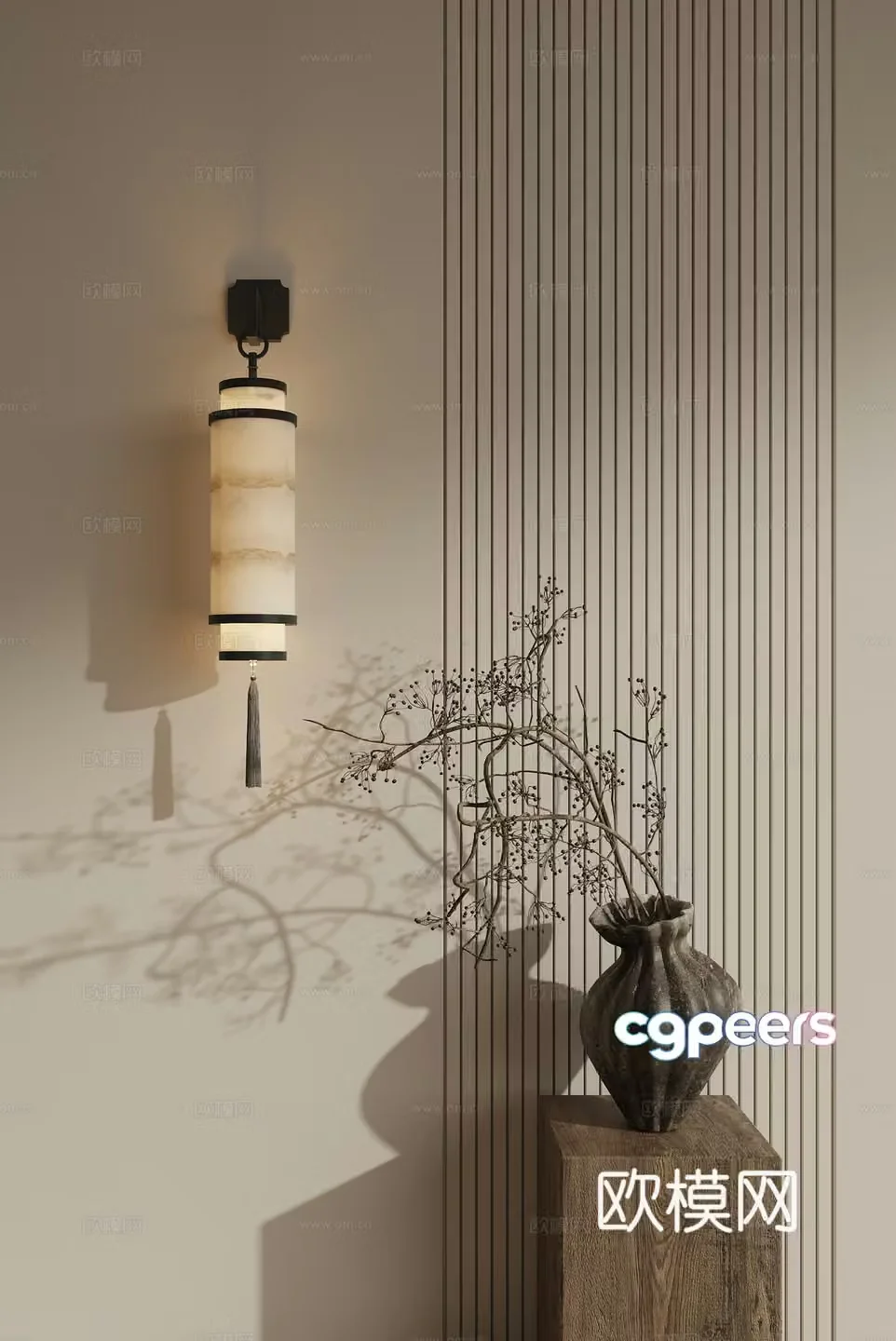 New Chinese -style wall lamp 3D model