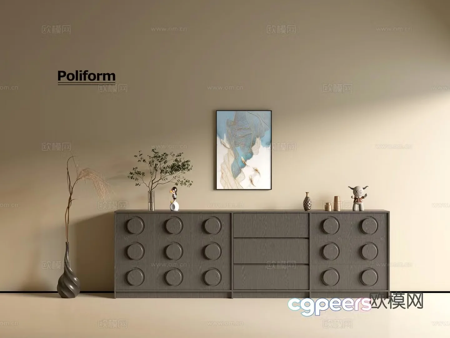 Modern wood grain cabinet ins wind minimalist wind cabinet whole cabinet sideboard balcony cabinet storage 3D model