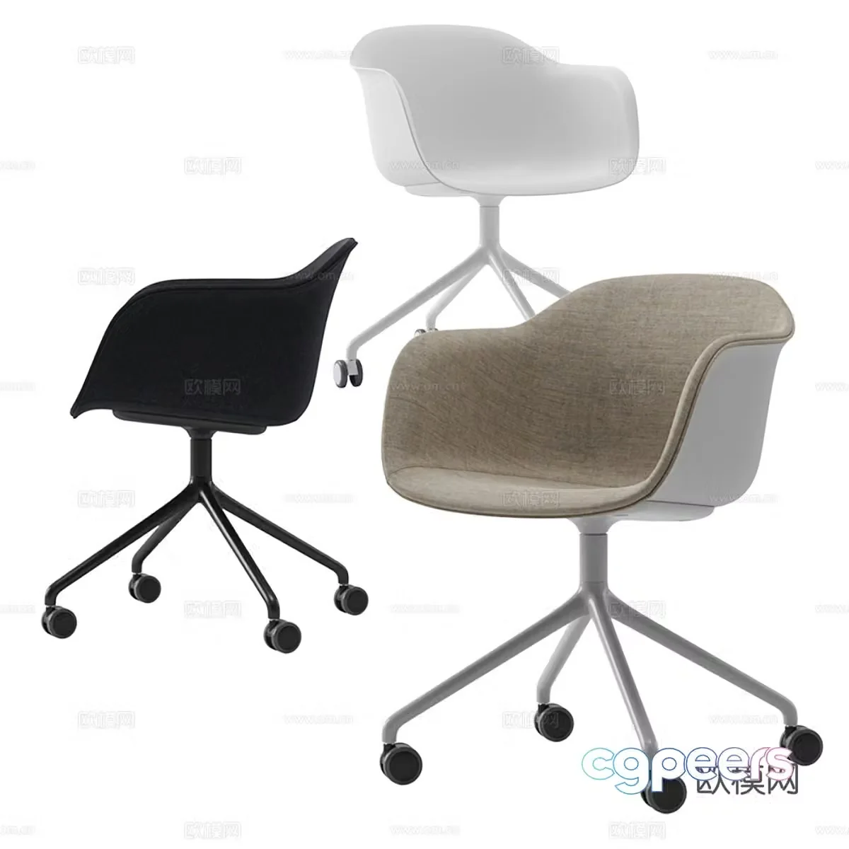 Muuto Leather Dining Chair Single Chair Leisure Chair Leather Office Chair 3D Model
