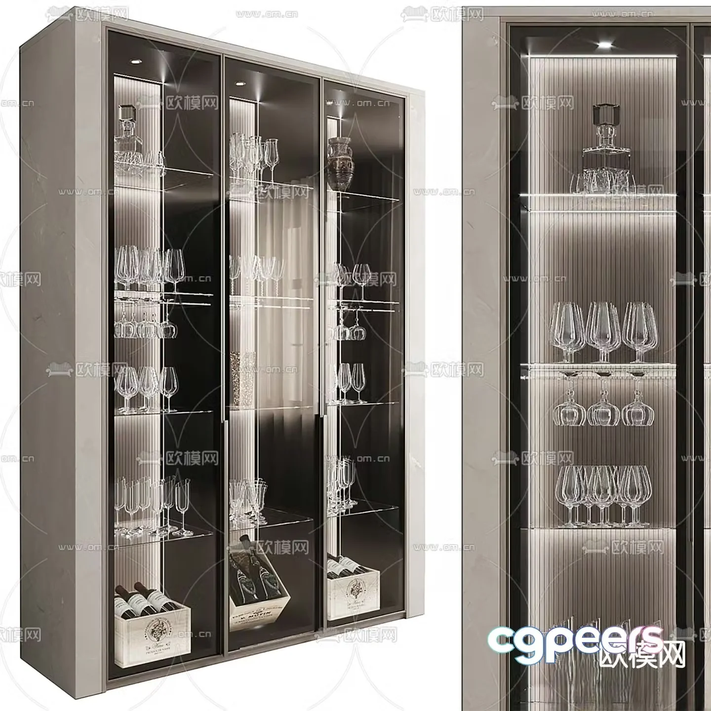Ð¡upboard glass wine cabinet 3d model