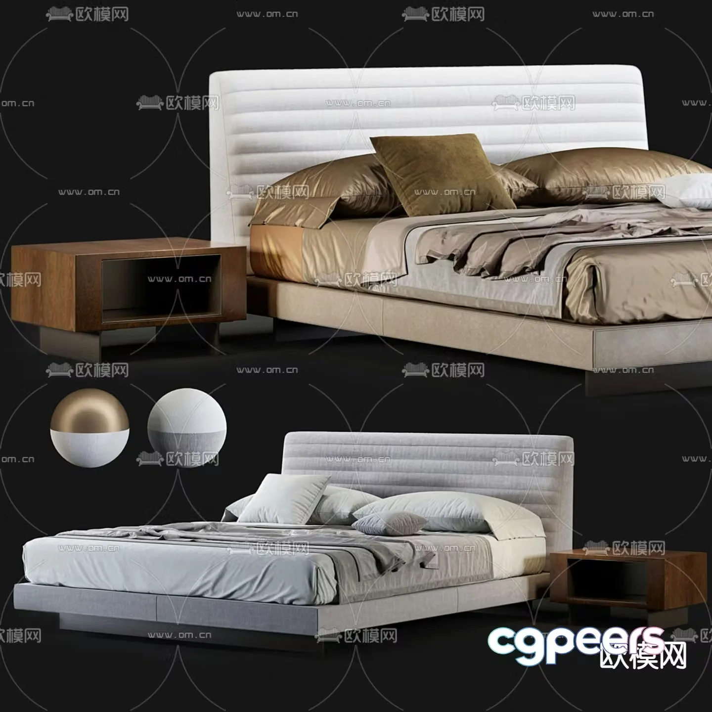 Leather double bed 3d model