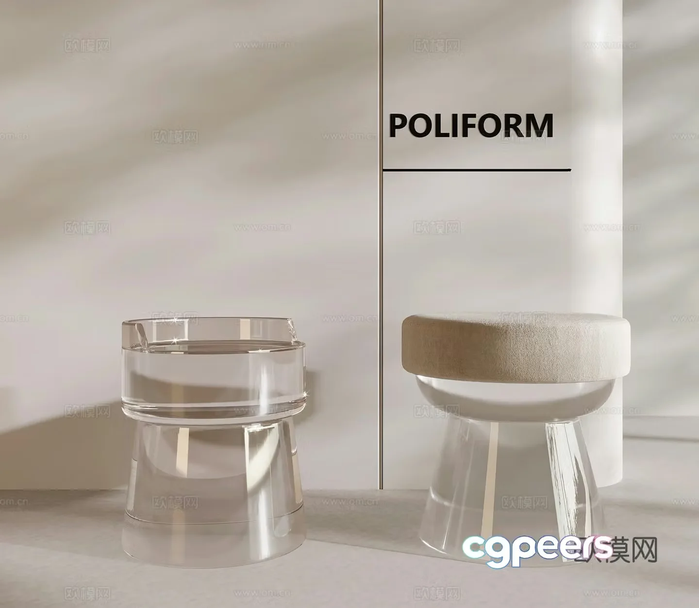Stool Modern Simple Stool Acrylic Stool Round Stool 3D Model