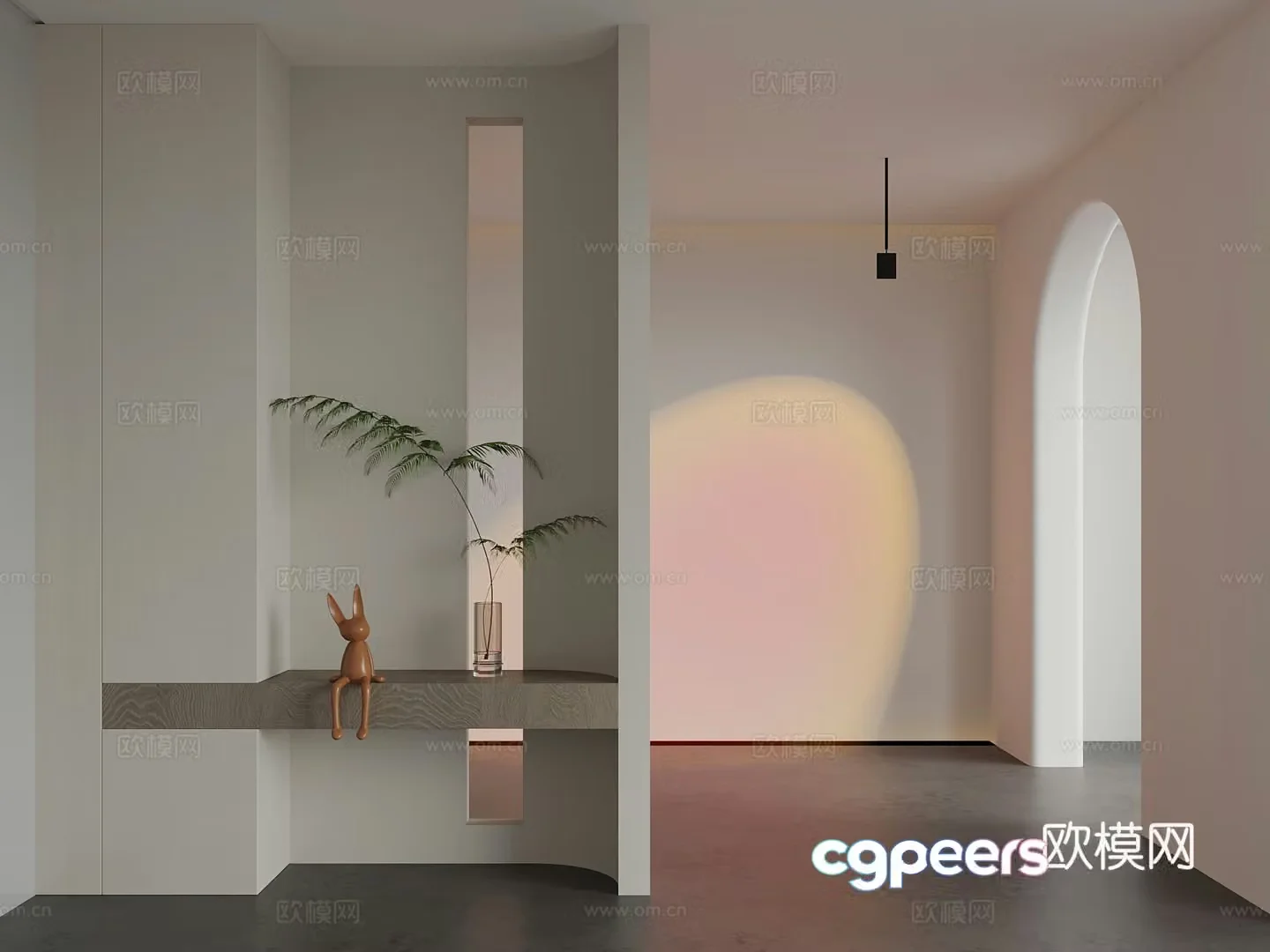 Modern entrance sunset light 3d model