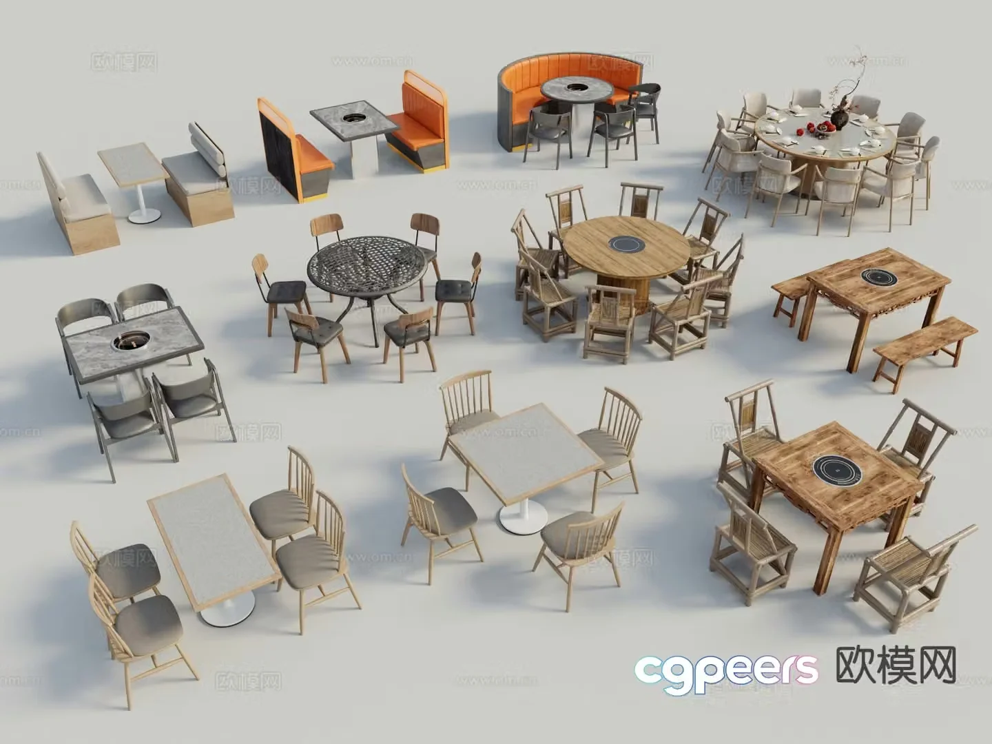 Modern dining table and chairs 3d model