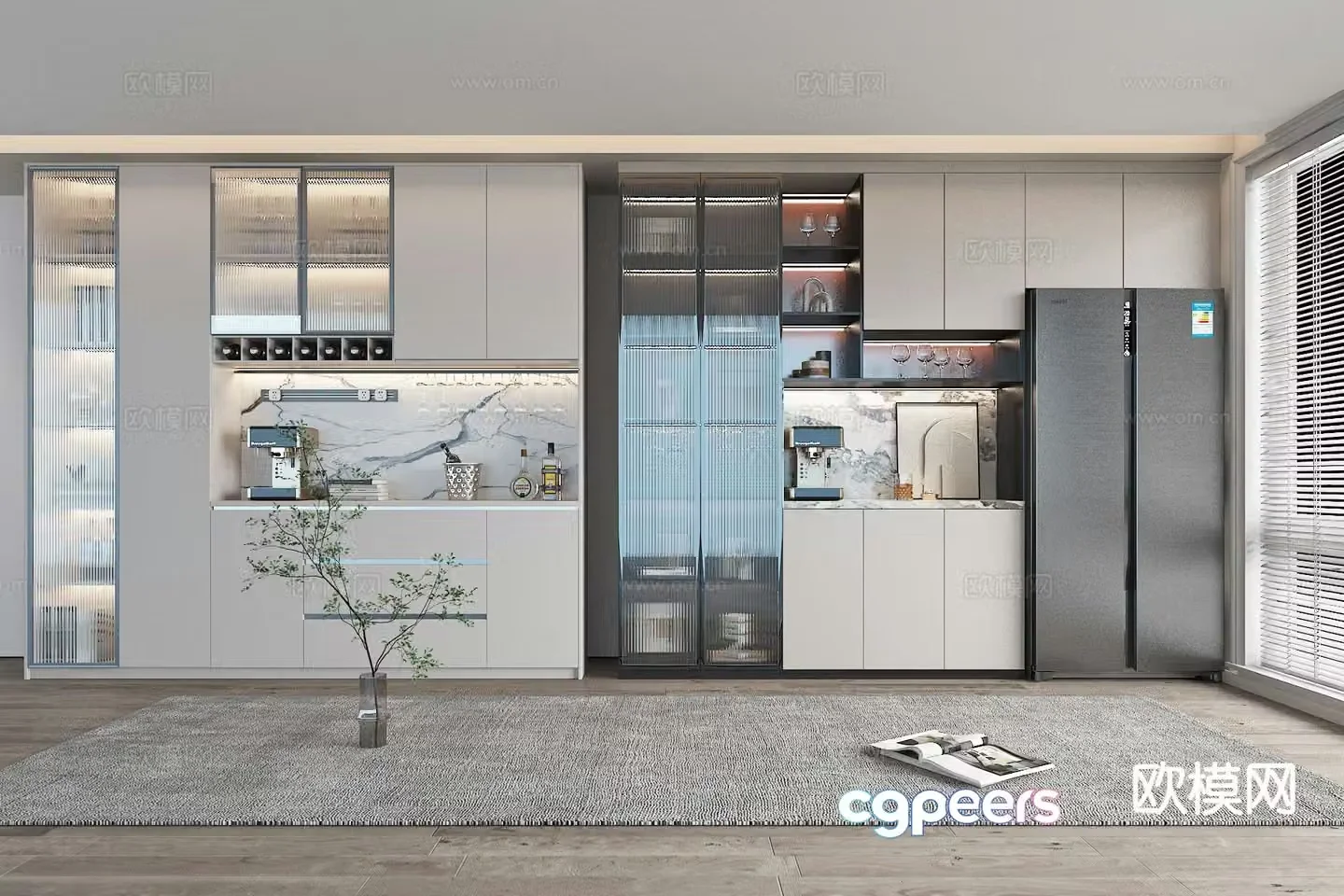 Modern sideboard wine cabinet restaurant cabinet 3d model