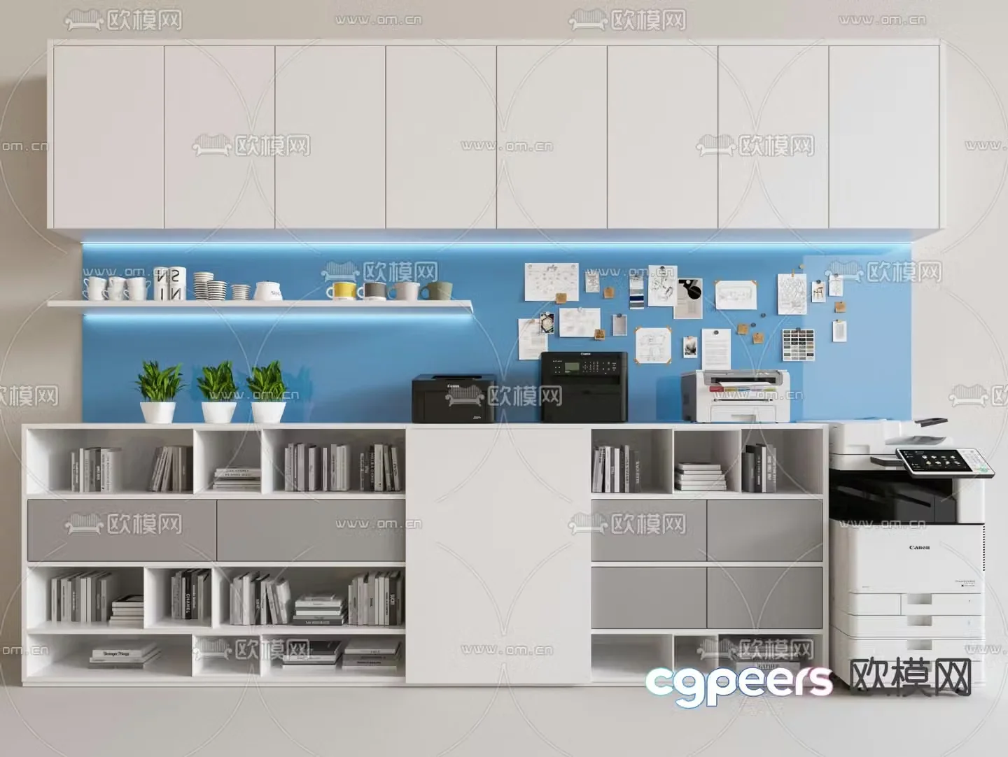 File cabinet information cabinet printer book 3d model