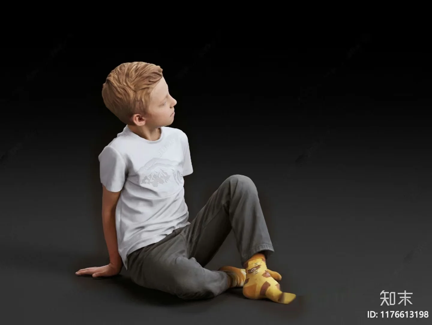 A Boy Sitting On The Floor 3D Model – 7953 – CORONA Render