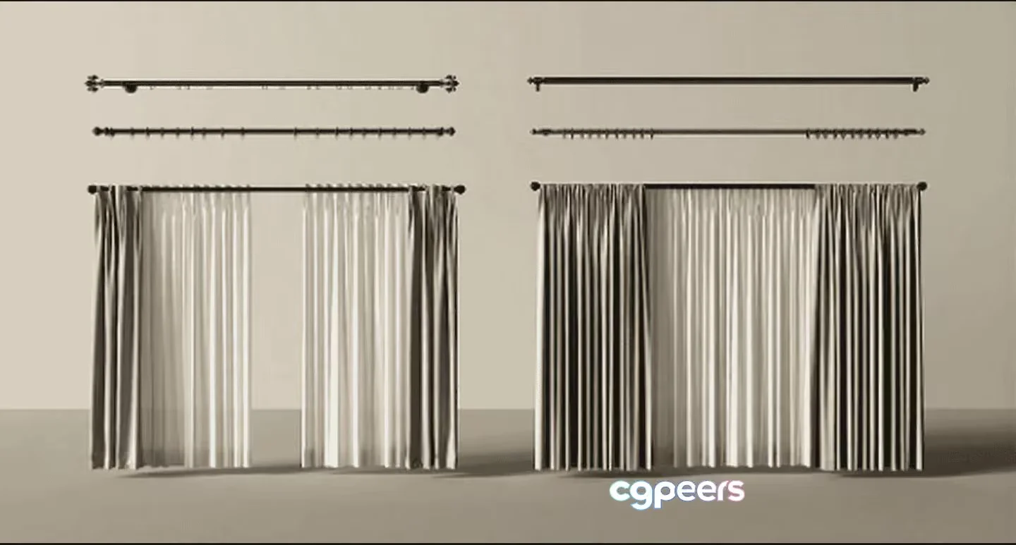 Two Sets Of Curtains 3D Model – 13774 – VRAY Render