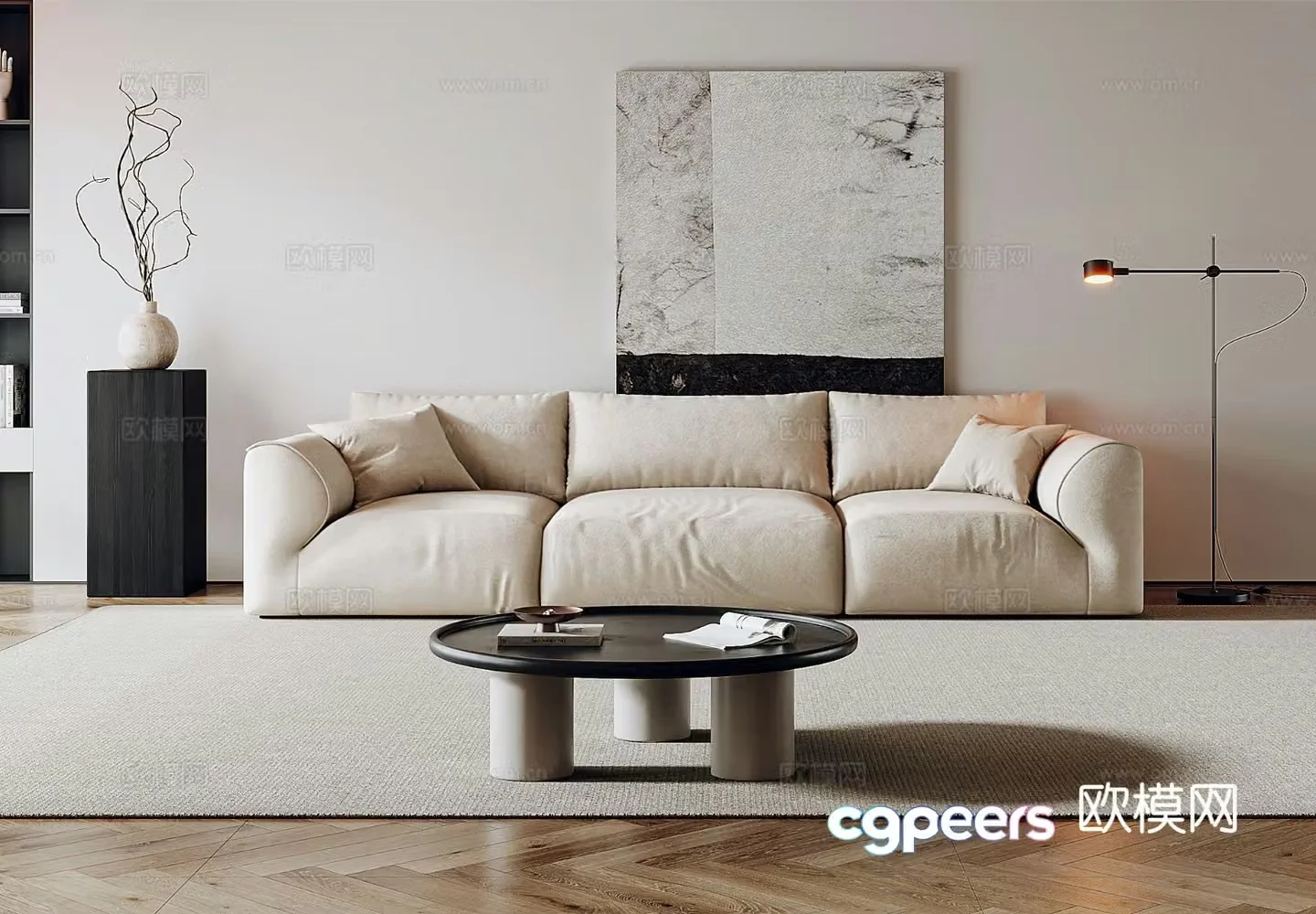 Three seater sofa leather sofa 3d model