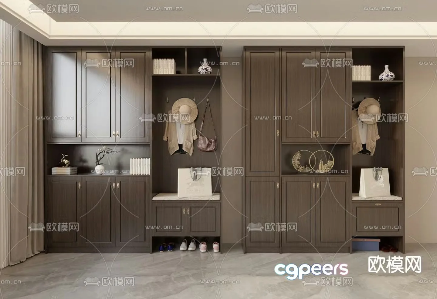 New Chinese style shoe cabinet Entrance shoe cabinet 3D model
