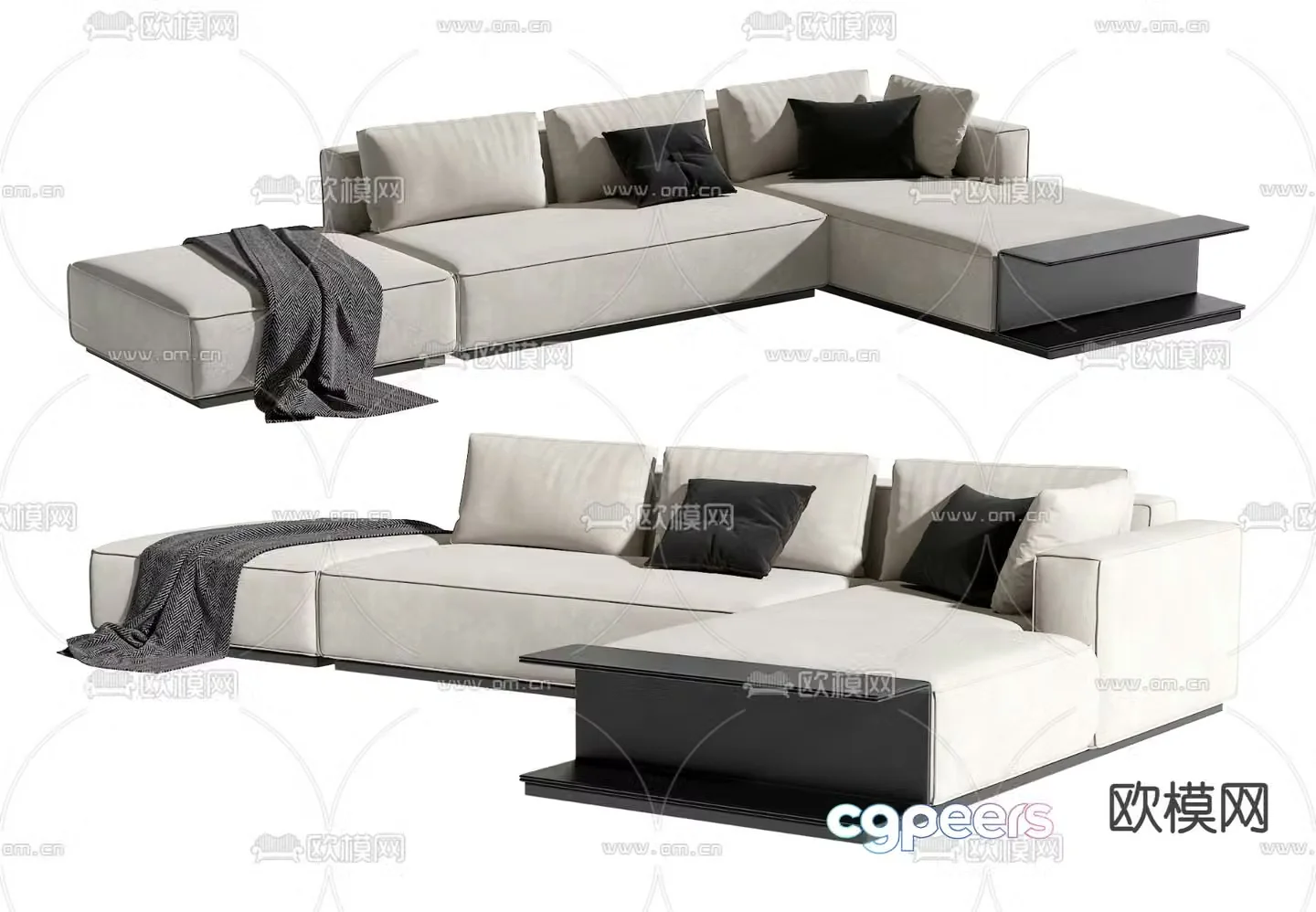 Modern multi-seater sofa 3d model