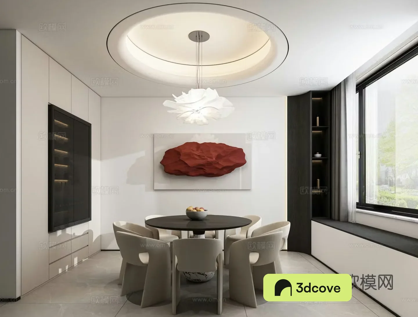Modern light luxury villa restaurant