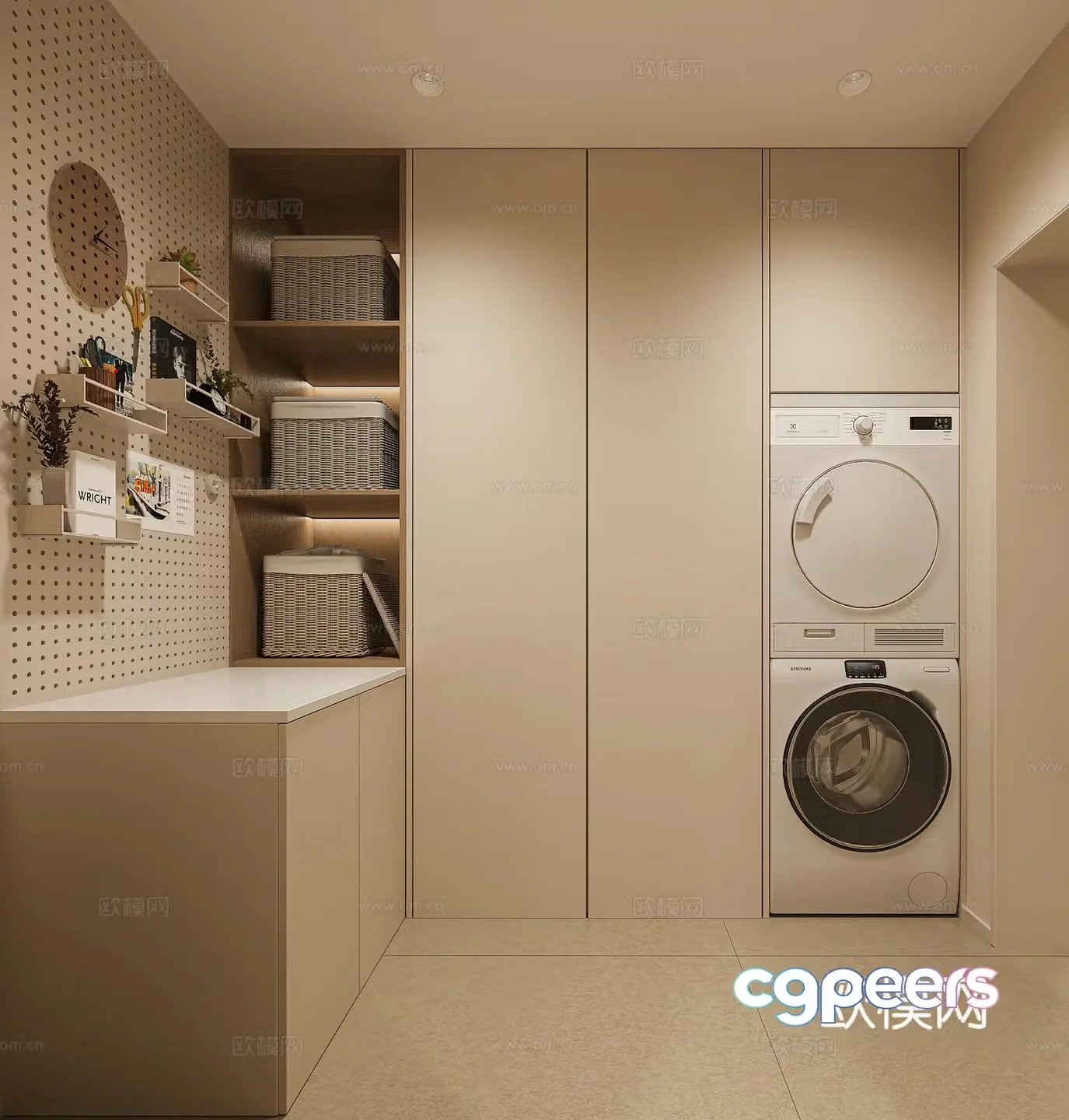 Creamy air laundry room 3d model