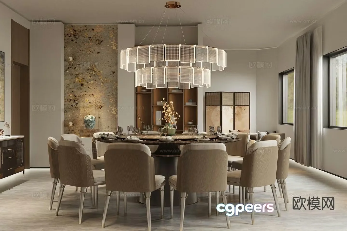 Chinese restaurant private room 3D model