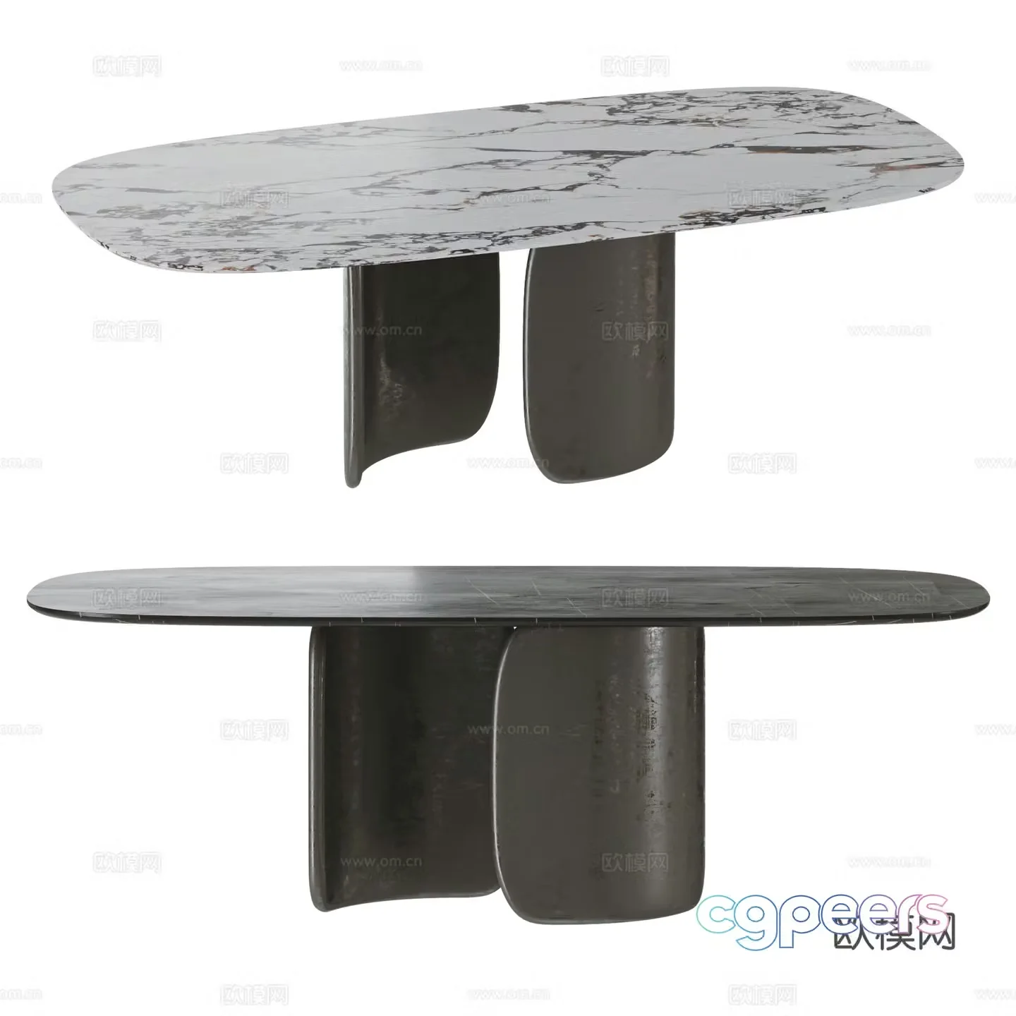 molteni&c modern Italian dining table rock slab dining table luxury stone dining table 3d model