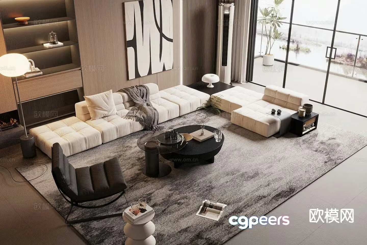 Italian combination sofa Italian light luxury sofa 3D model