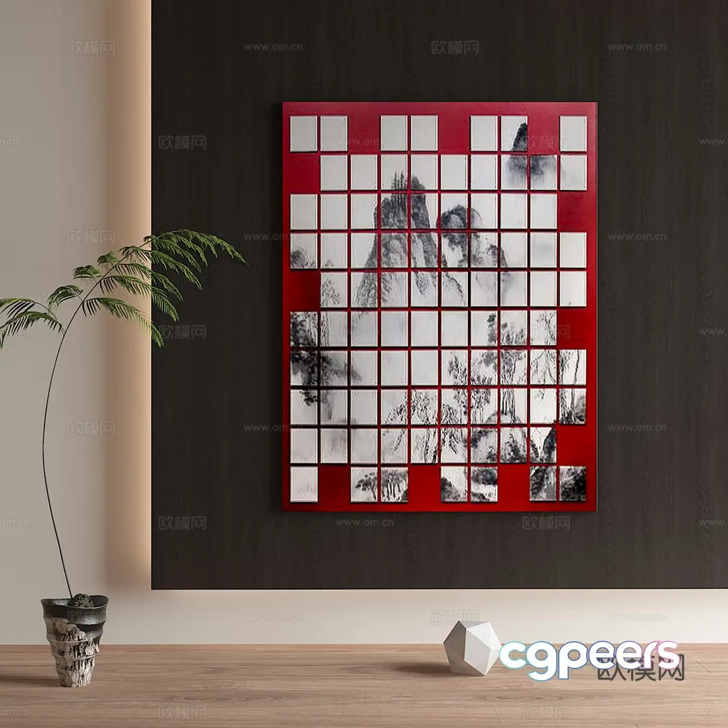 New Chinese style decorative painting 3D model