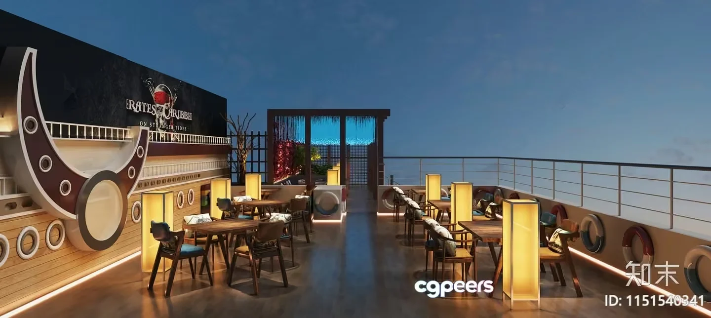 A Modern Restaurant With A Nautical Theme 3D Model – 2282 – VRAY Render
