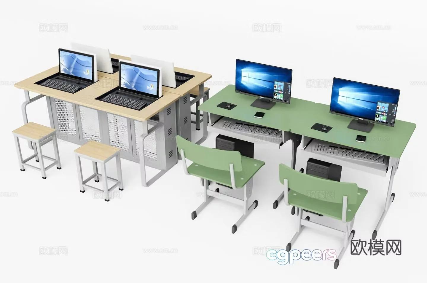 Modern computer desks and chairs computer desk desks and chairs 3d model